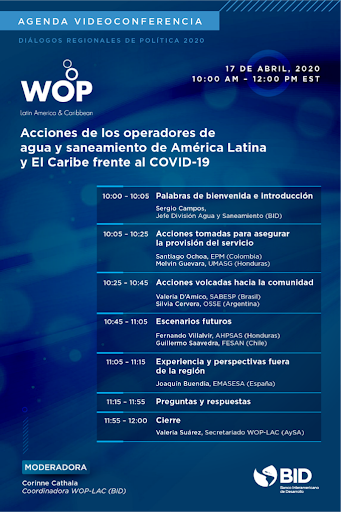 FESAN participa en Webinar del BID y WOP-LAC sobre COVID y Operadores de agua potable y saneamiento en Latinoamérica